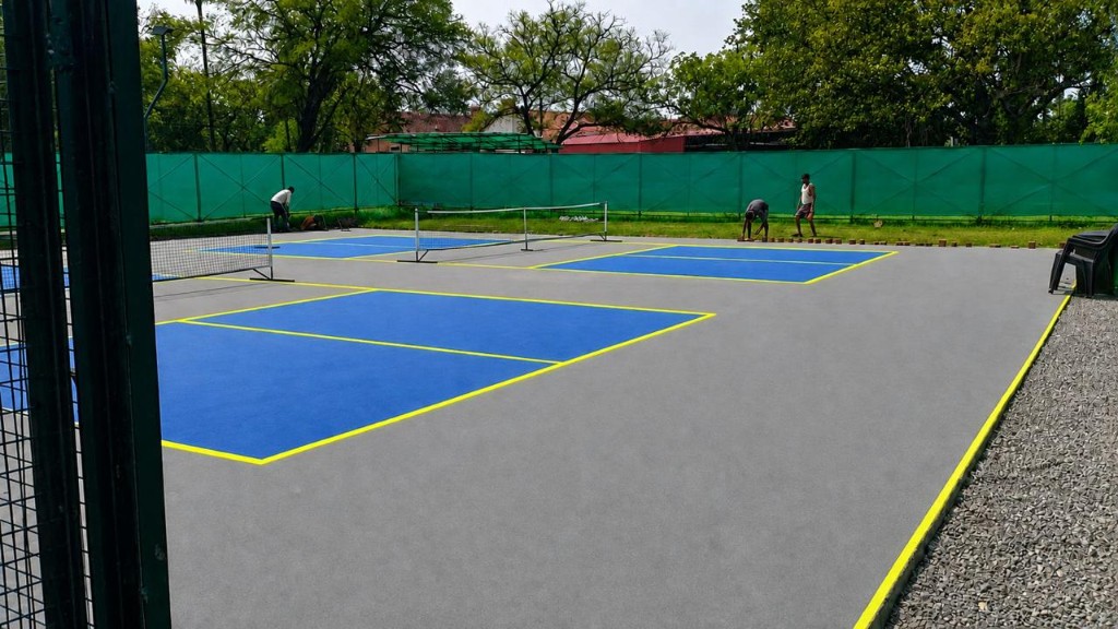 Outdoor pickleball courts at The Social Court Ambala by day